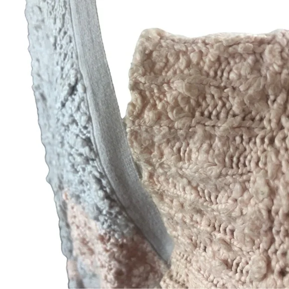 Free People Cotton Pullover Sweater  Women M  Pale Pink and Gray Stripes  Knubby - Picture 4 of 10